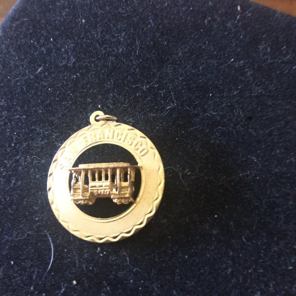 Vintage SAN FRANCISCO TROLLEY CAR 12K GF CREA Gold Filled Charm Pendant